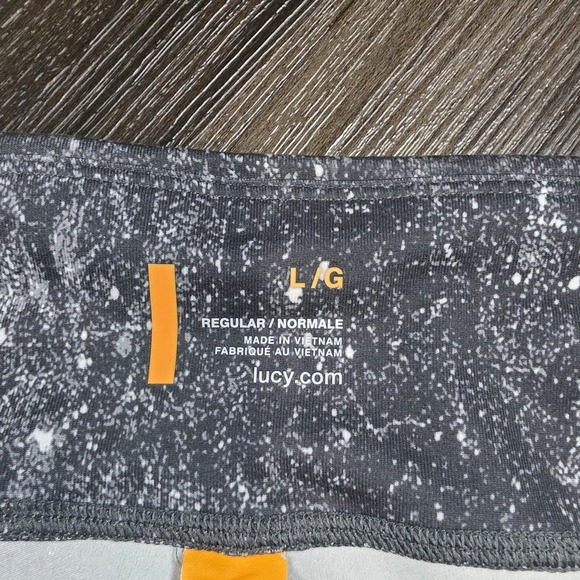 Lucy Pants - Lucy Activewear Leggings Large Gray White Speckled Acid Wash Pocket Yoga Pants L